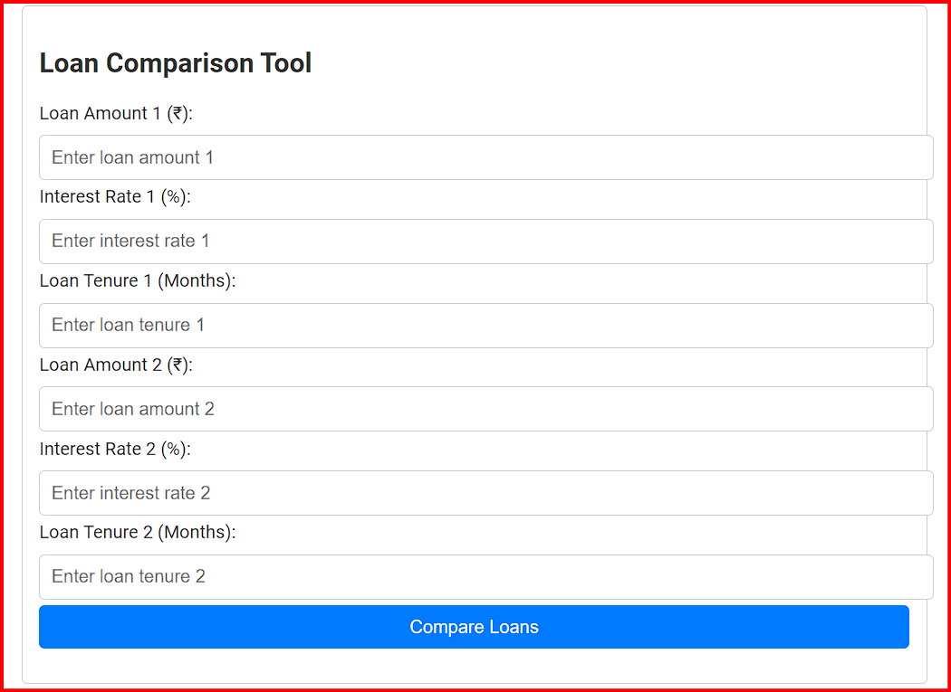 CODE FOR PERSONAL EMI CALCULATOR HTML, CSS AND JS