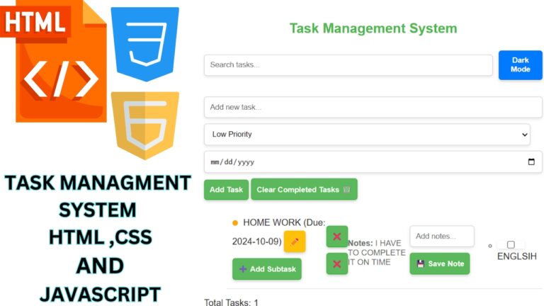 TASK MANAGMENT SYSTEM HTML, CSS AND JS