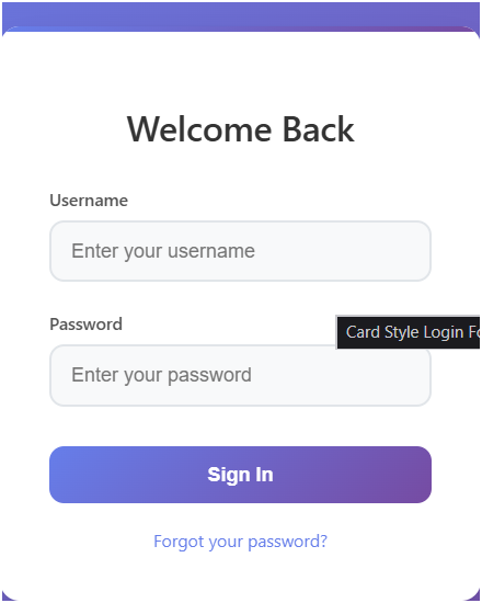 SIMPLE CARD STYLE LOGIN FORM IN HTML CSS AND JAVASCRIPT